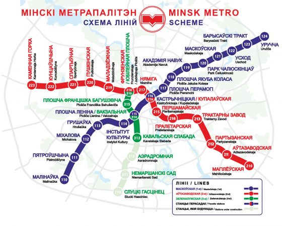 Scheme of lines Minsk undergroun